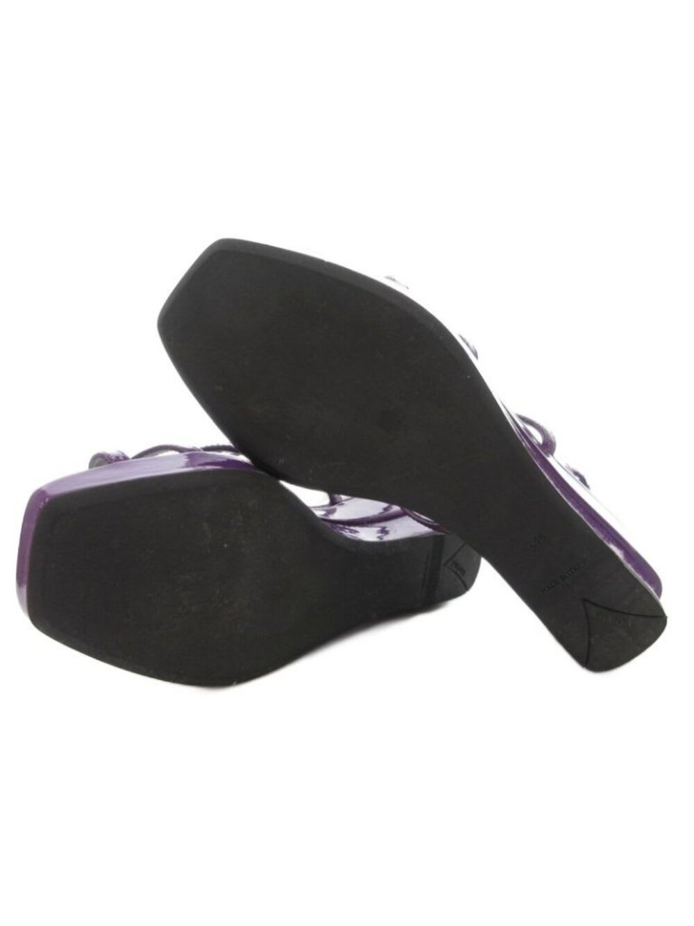 Prada Strap Sandals Mule Square Toe Enamel Patent Leather 34.5 Purple GV GY62 - Picture 8 of 10